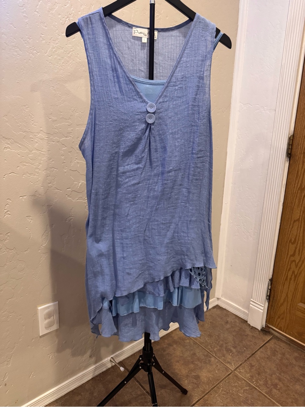 Pretty Angel Light Blue Layered V-Neck Tunic